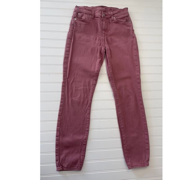 7 for All Mankind High Waist Ankle Gwenevere Red Jeans - Size Women's 27 - Picture 1 of 9